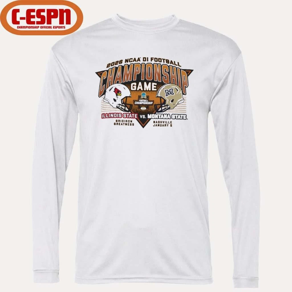 Official 2026 NCAA DI Football Championship Game Illinois State Vs Montana State Dueling Helmet Shirt