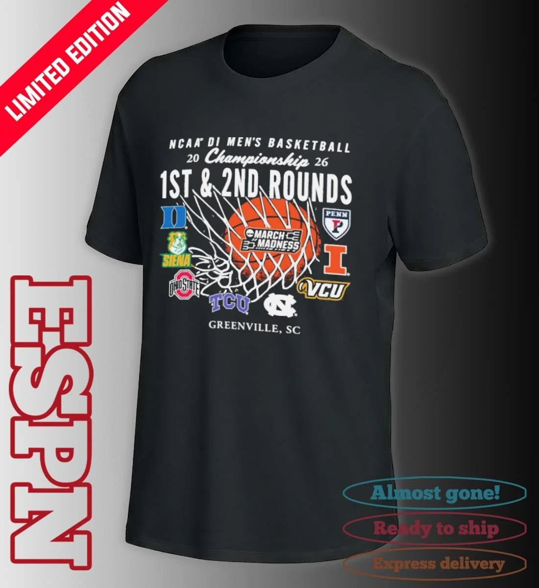 Official 2026 NCAA DI Men’s Basketball 1st, 2nd Rounds – Greenville, SC Shirt