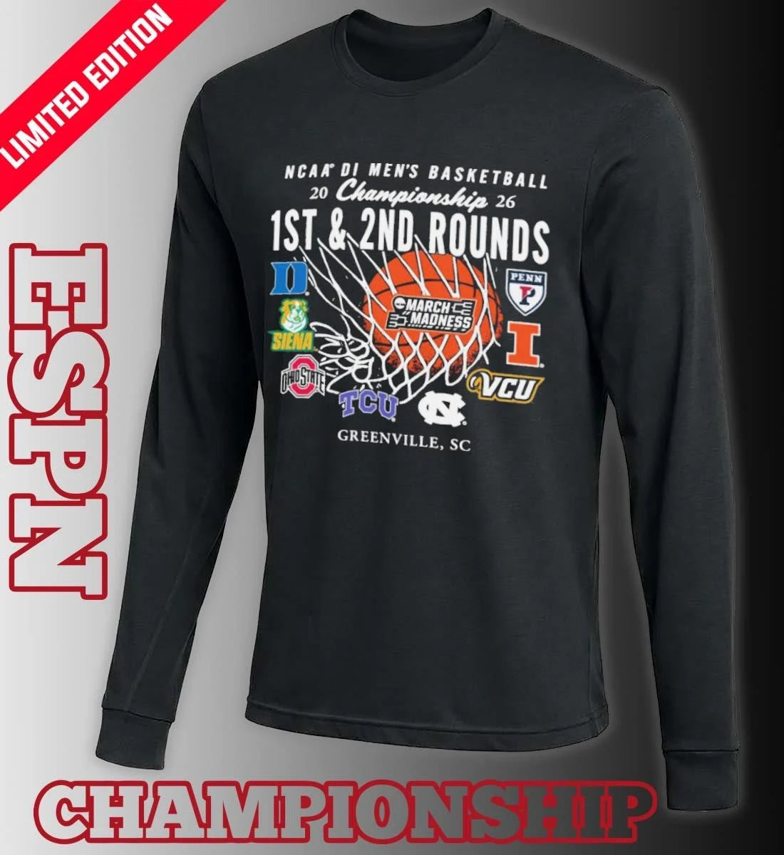 Official 2026 NCAA DI Men’s Basketball 1st, 2nd Rounds – Greenville, SC Shirt