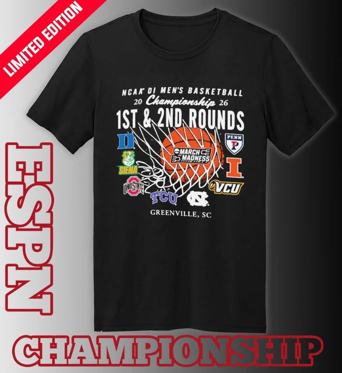Official 2026 NCAA DI Men’s Basketball 1st, 2nd Rounds – Greenville, SC Shirt