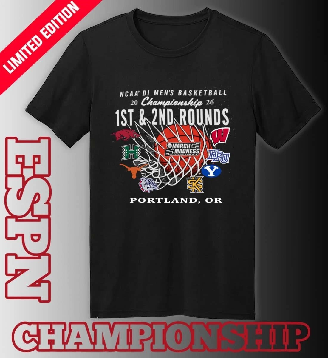 Official 2026 NCAA DI Men’s Basketball 1st, 2nd Rounds – Portland Shirt