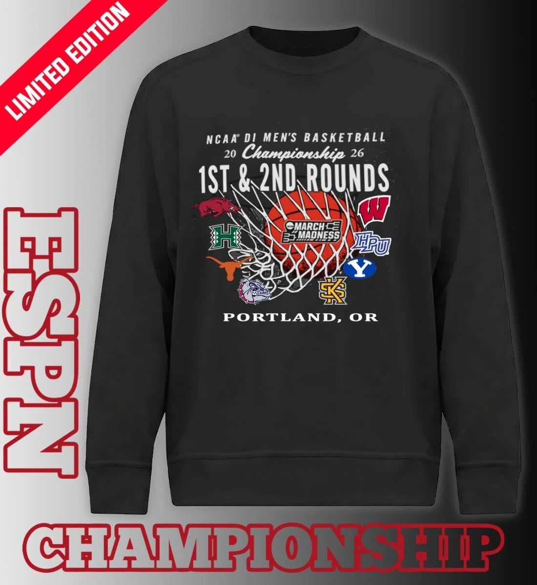Official 2026 NCAA DI Men’s Basketball 1st, 2nd Rounds – Portland Shirt