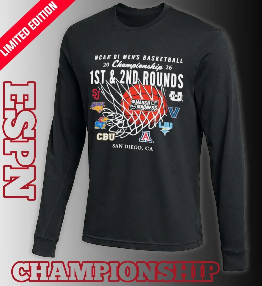 Official 2026 NCAA DI Men’s Basketball 1st, 2nd Rounds – San Diego Shirt