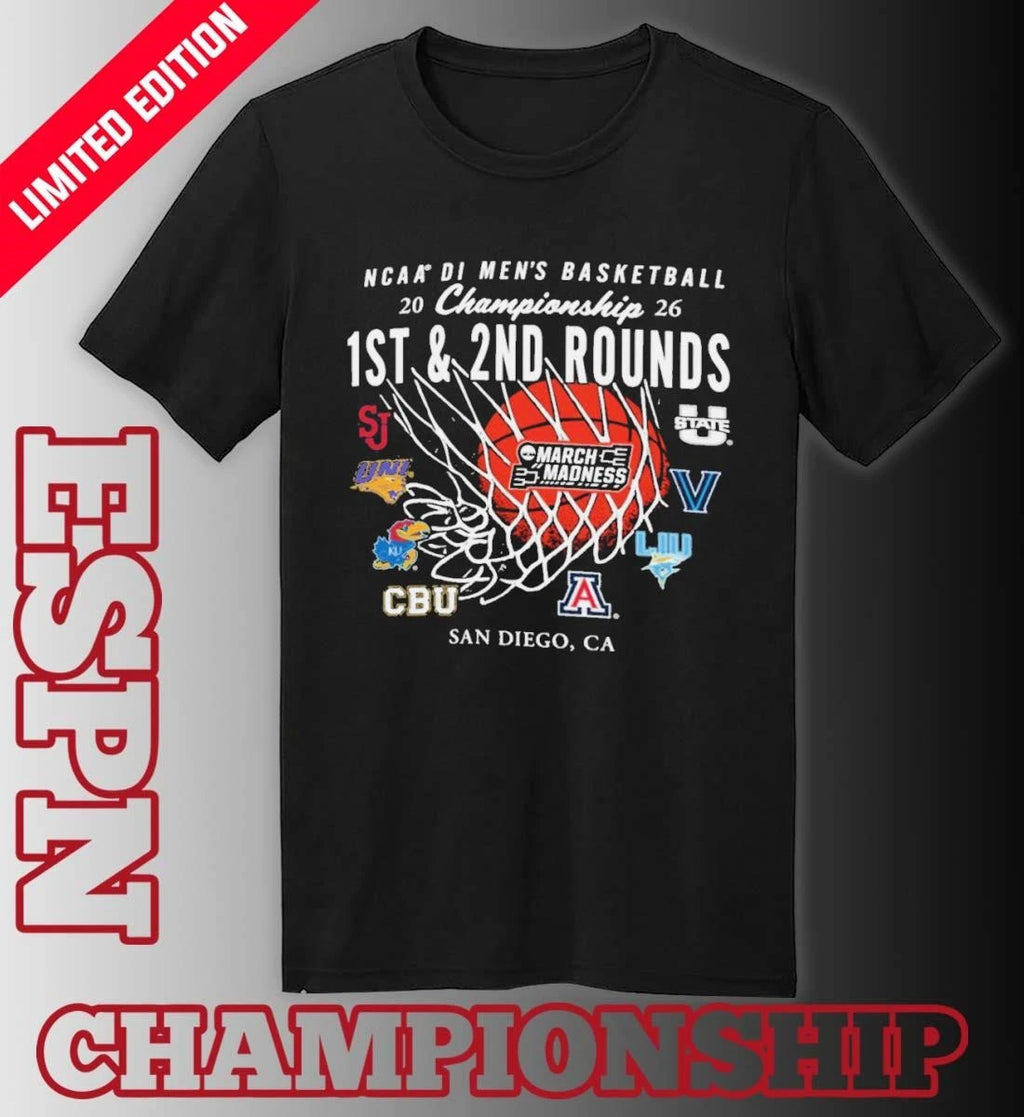 Official 2026 NCAA DI Men’s Basketball 1st, 2nd Rounds – San Diego Shirt