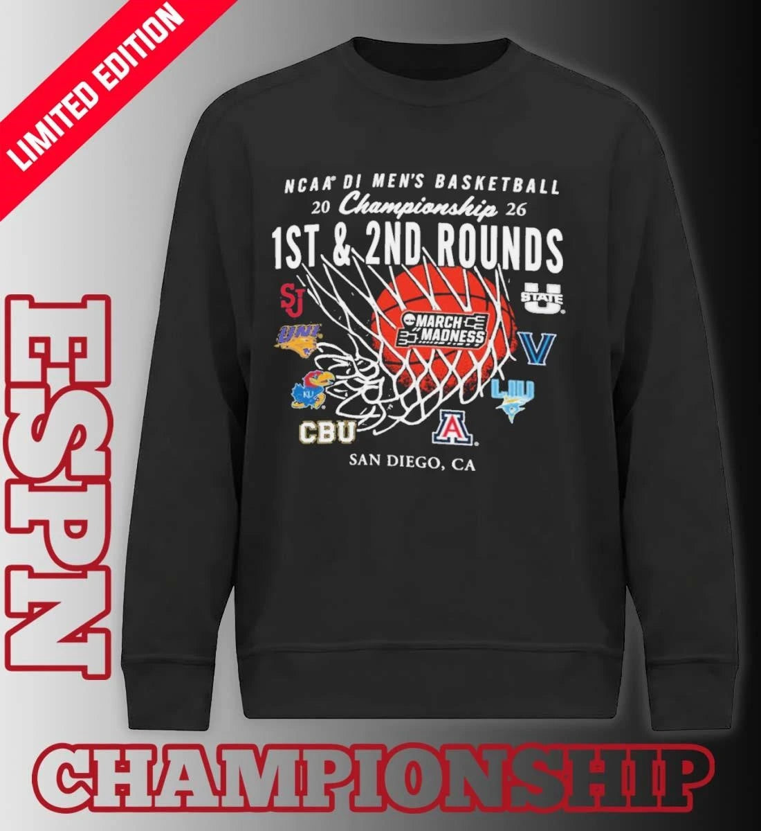 Official 2026 NCAA DI Men’s Basketball 1st, 2nd Rounds – San Diego Shirt