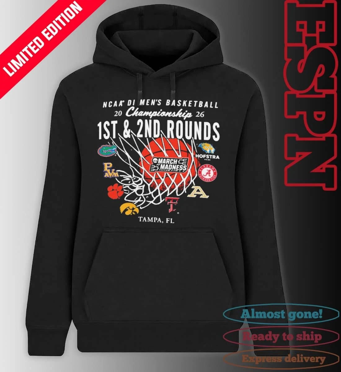 Official 2026 NCAA DI Men’s Basketball 1st, 2nd Rounds – Tampa Shirt