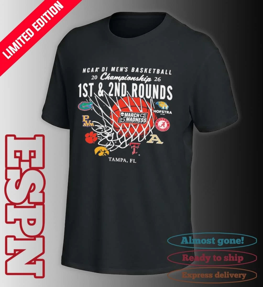 Official 2026 NCAA DI Men’s Basketball 1st, 2nd Rounds – Tampa Shirt