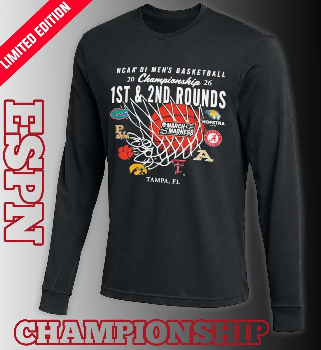 Official 2026 NCAA DI Men’s Basketball 1st, 2nd Rounds – Tampa Shirt
