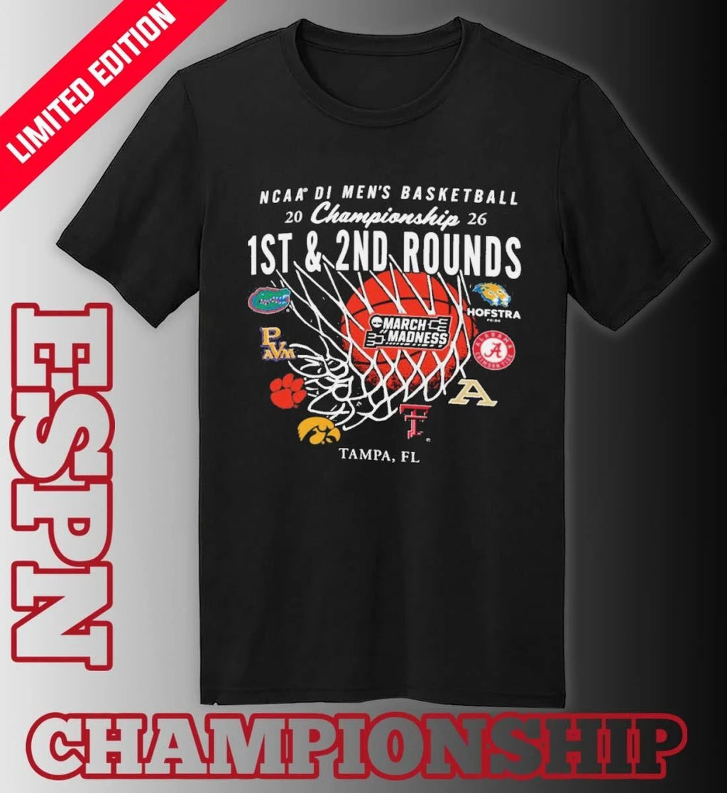 Official 2026 NCAA DI Men’s Basketball 1st, 2nd Rounds – Tampa Shirt