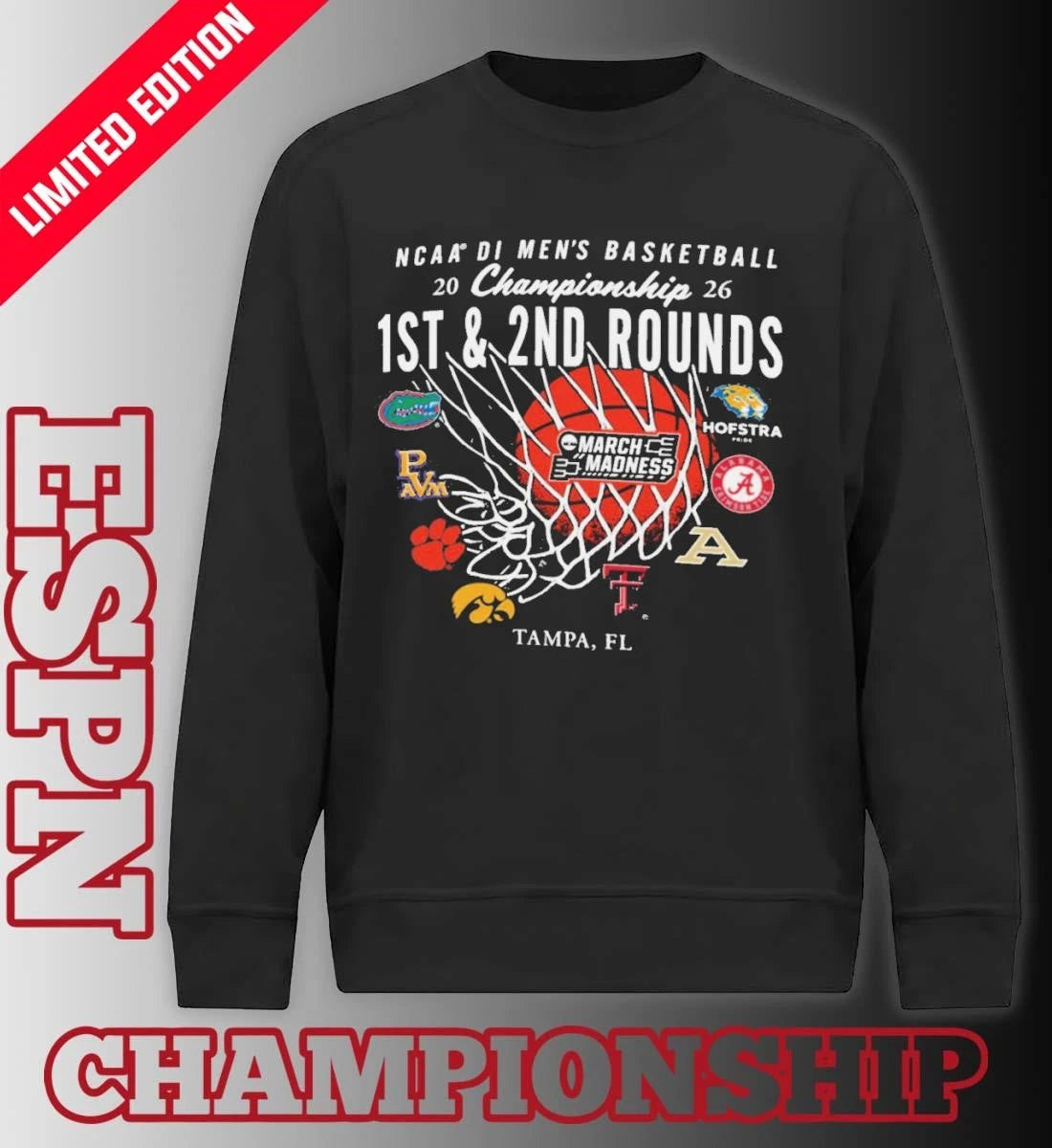 Official 2026 NCAA DI Men’s Basketball 1st, 2nd Rounds – Tampa Shirt