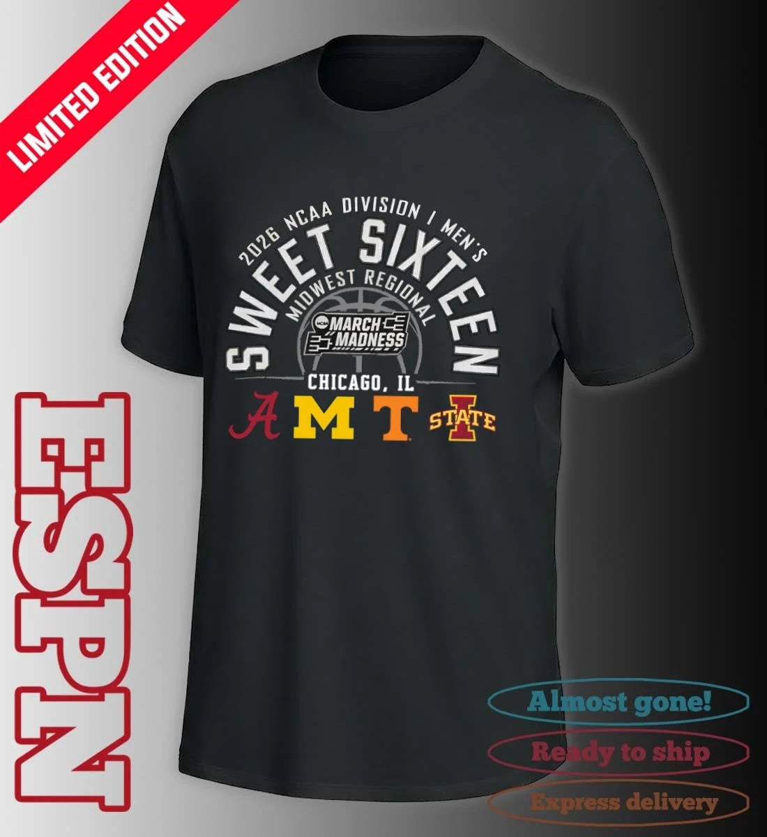 Official 2026 NCAA DI Men’s Basketball Sweet 16 Midwest Regional – Chicago, IL T-Shirt