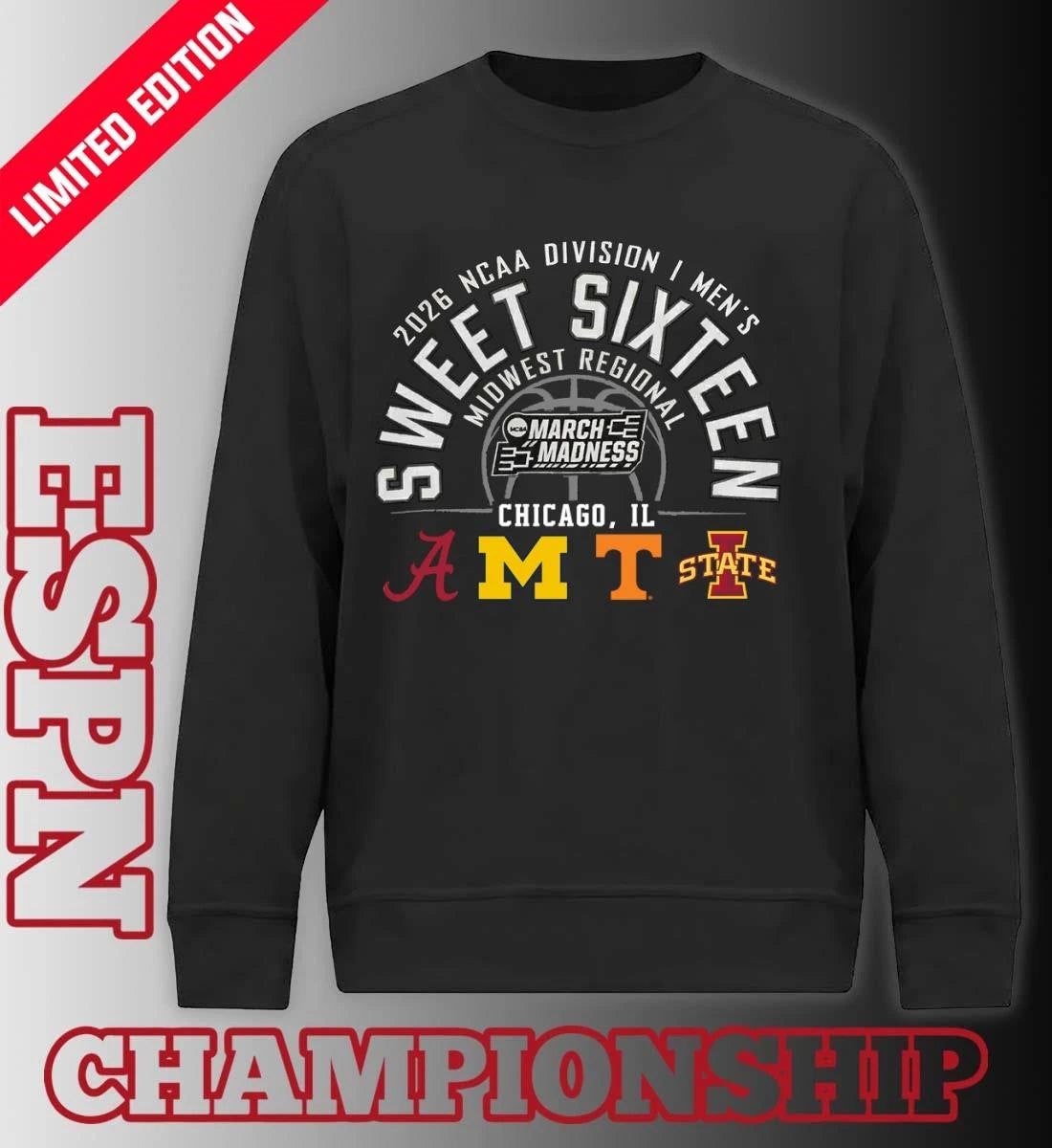 Official 2026 NCAA DI Men’s Basketball Sweet 16 Midwest Regional – Chicago, IL T-Shirt