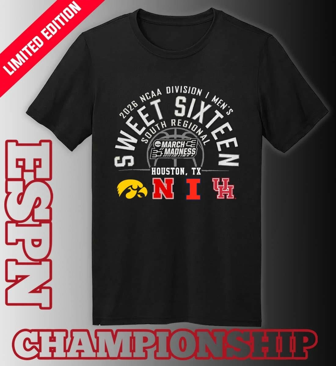 Official 2026 NCAA DI Men’s Basketball Sweet 16 South Regional – Houston, TX T-Shirt