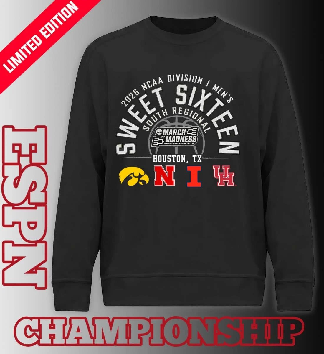Official 2026 NCAA DI Men’s Basketball Sweet 16 South Regional – Houston, TX T-Shirt
