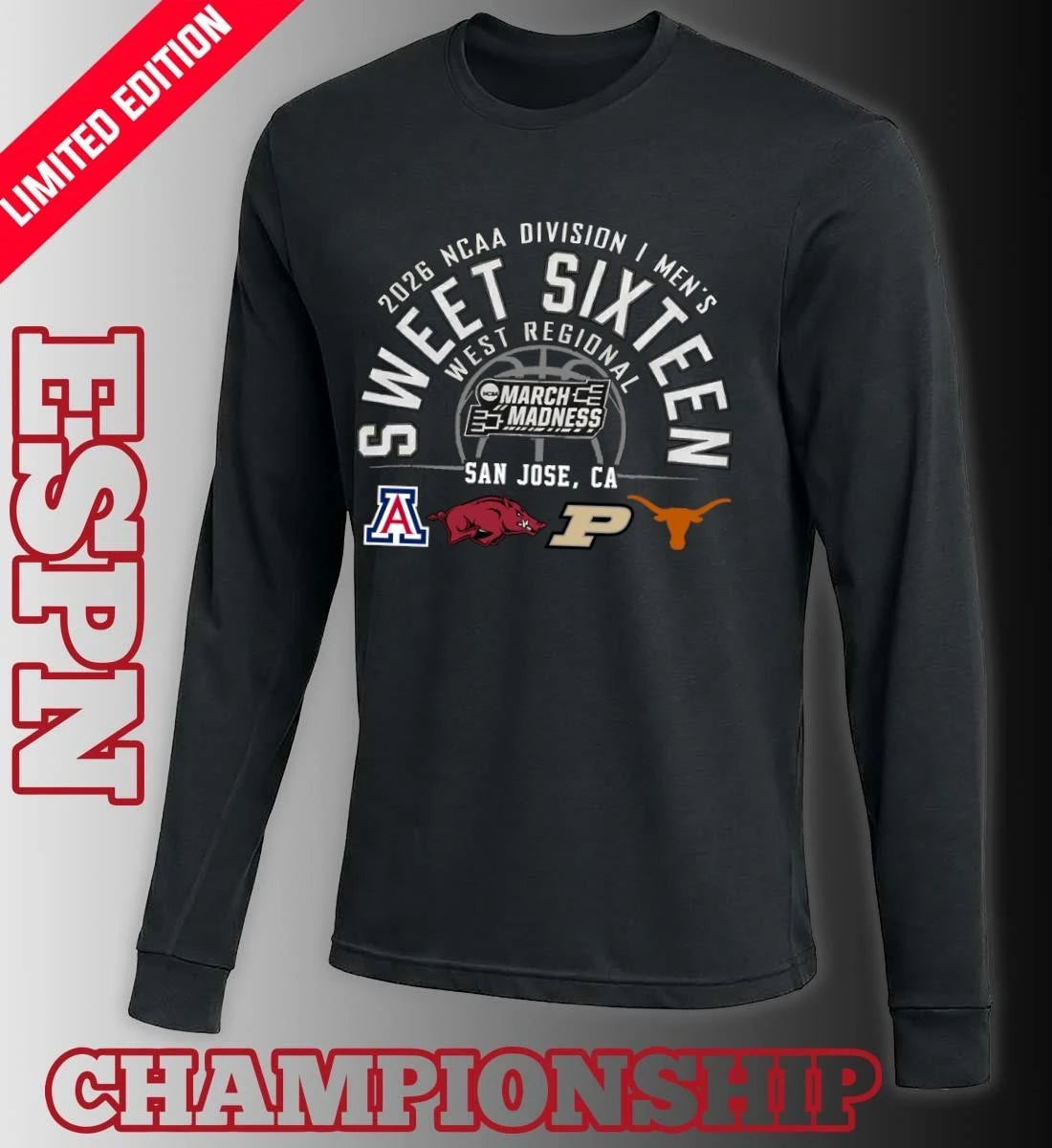 Official 2026 NCAA DI Men’s Basketball Sweet 16 West Regional – San Jose, CA T-Shirt