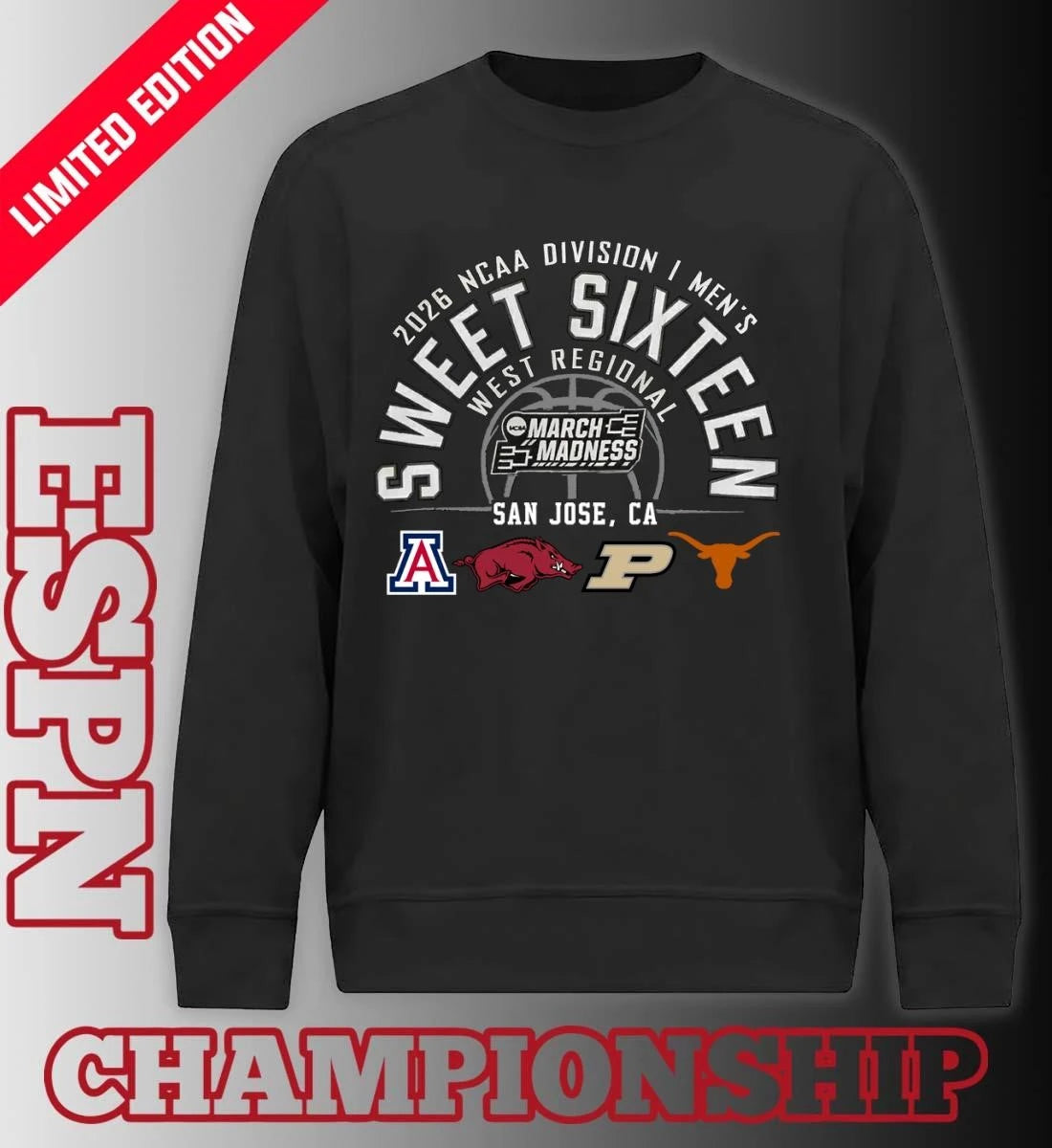 Official 2026 NCAA DI Men’s Basketball Sweet 16 West Regional – San Jose, CA T-Shirt