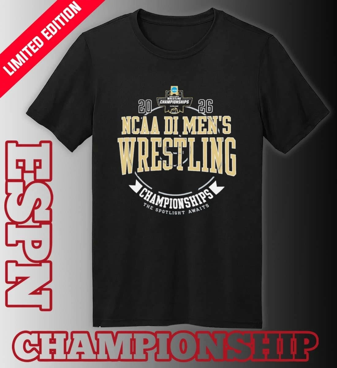 Official 2026 NCAA DI Wrestling Championships Cleveland – The Spotlight Awaits Shirt