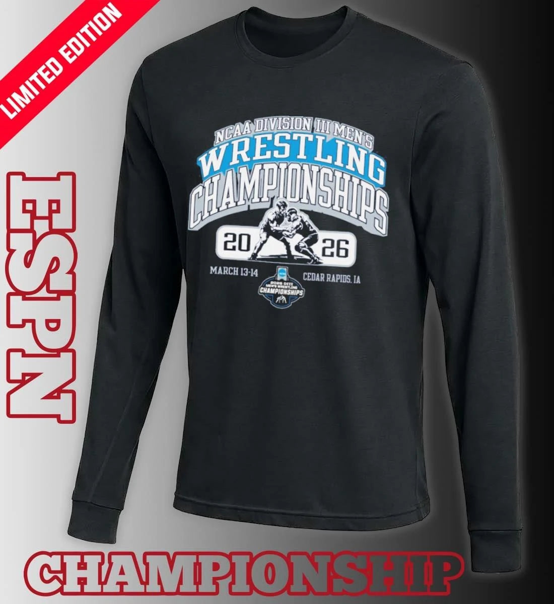 Official 2026 NCAA DIII Wrestling Championships Cedar Rapids, IA March 13-14 T-Shirt