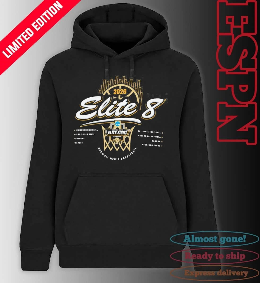 Official 2026 NCAA Division II Men’s Basketball Elite 8 T-Shirt