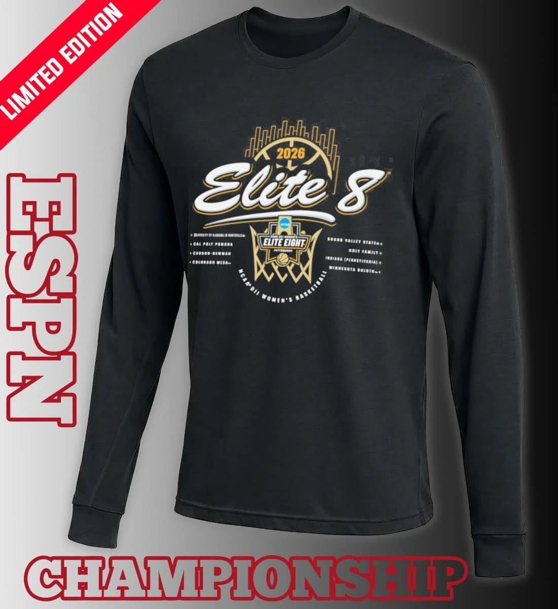 Official 2026 NCAA Division II Women’s Basketball Elite Eight T-Shirt