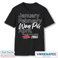 Official 2026 NCAA MBB March Madness Arkansas Razorbacks Month January February Woo Pig April T-Shirt