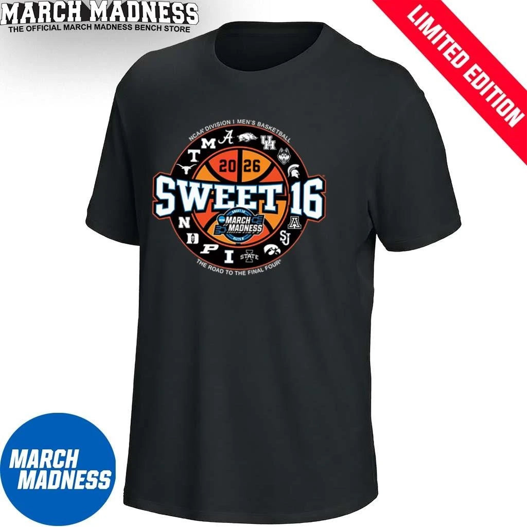 Official 2026 NCAA Men’s Basketball Sweet 16 City Swag Teams T-Shirt