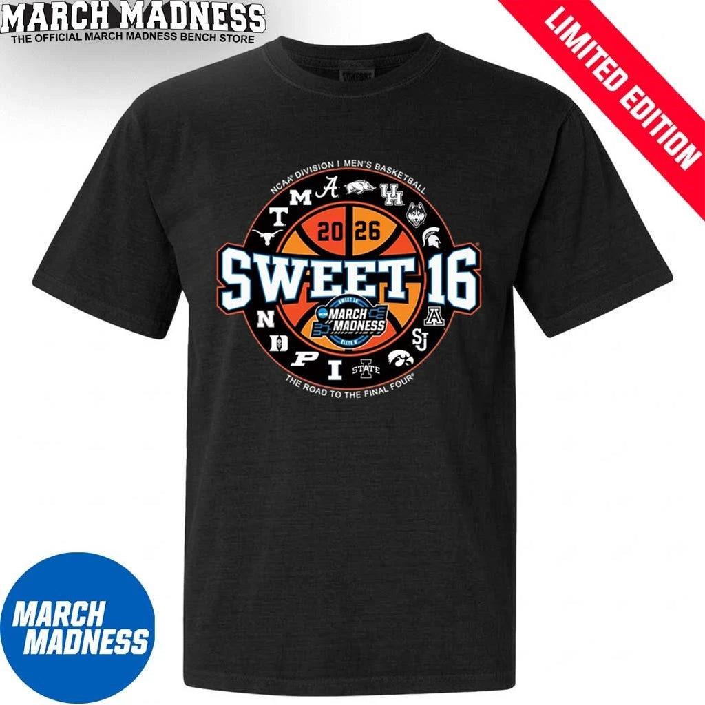 Official 2026 NCAA Men’s Basketball Sweet 16 City Swag Teams T-Shirt