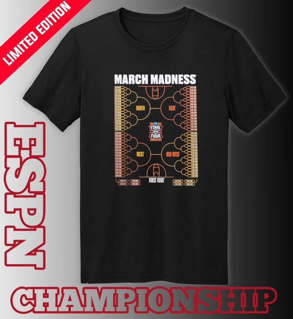 Official 2026 NCAA Men’s Basketball Tournament March Madness Teams Bracket T-Shirt