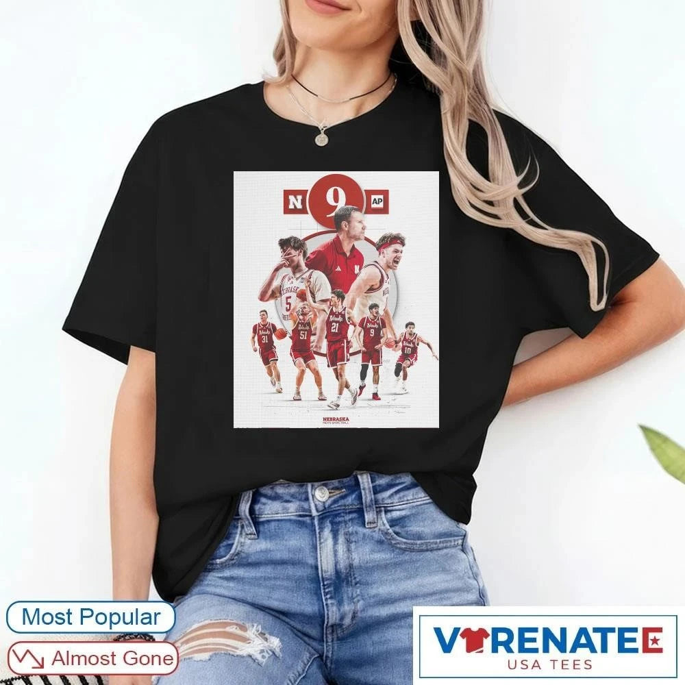 Official 2026 Nebraska Cornhuskers Men’s Basketball Team No 09 National Ranking Poster t-shirt