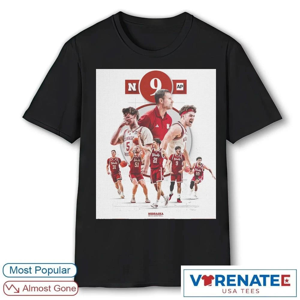 Official 2026 Nebraska Cornhuskers Men’s Basketball Team No 09 National Ranking Poster t-shirt