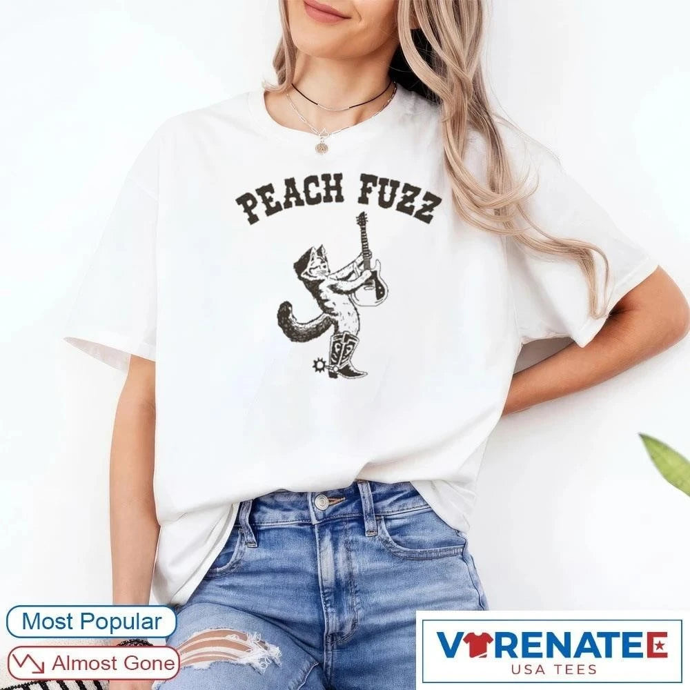 Official 2026 Peach Fuzz Cowboy Cat T-Shirt