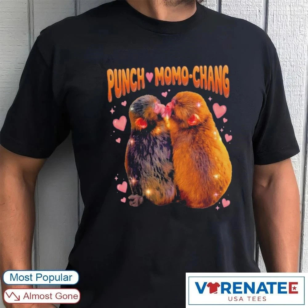 Official 2026 Punch The Monkey Girlfriend Momo Chan Bootleg T-Shirt
