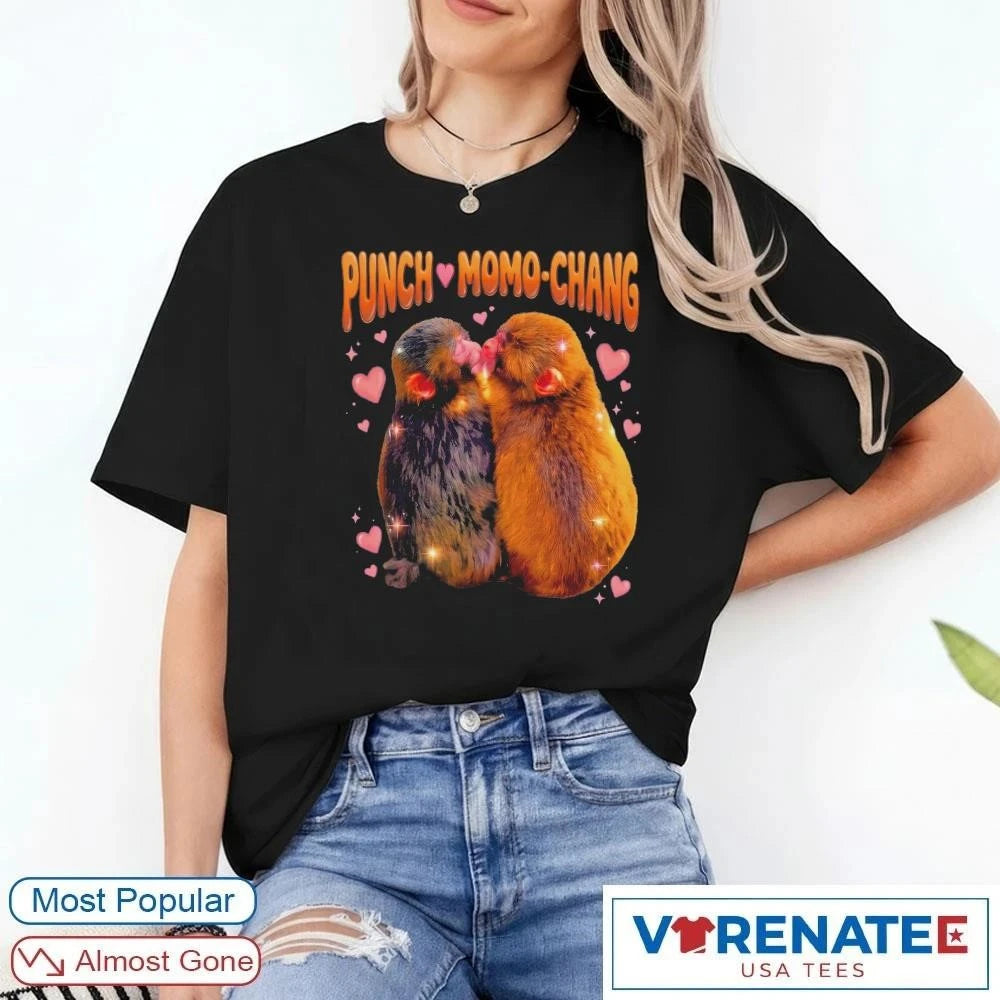 Official 2026 Punch The Monkey Girlfriend Momo Chan Bootleg T-Shirt