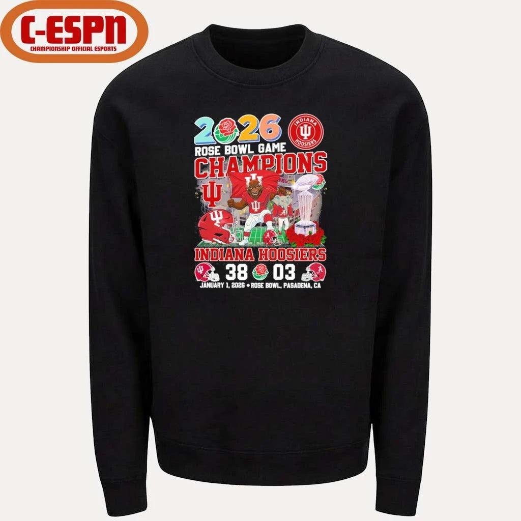 Official 2026 Rose Bowl Game Champions Indiana Beat Alabama 38-3 Shirt