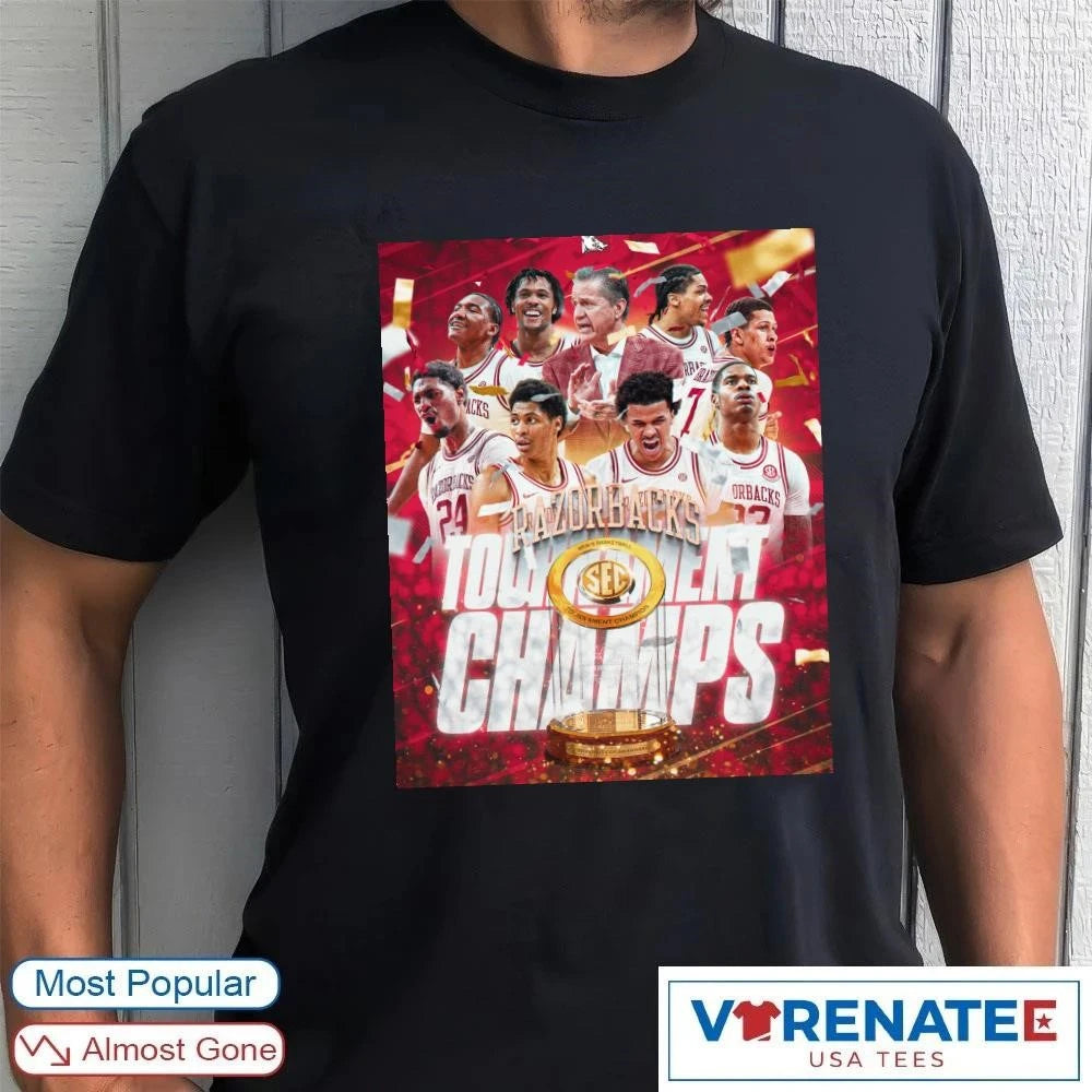 Official 2026 SEC Arkansas Razorbacks Men’s Basketball Tournament Champs Call The Hogs Poster T-Shirt