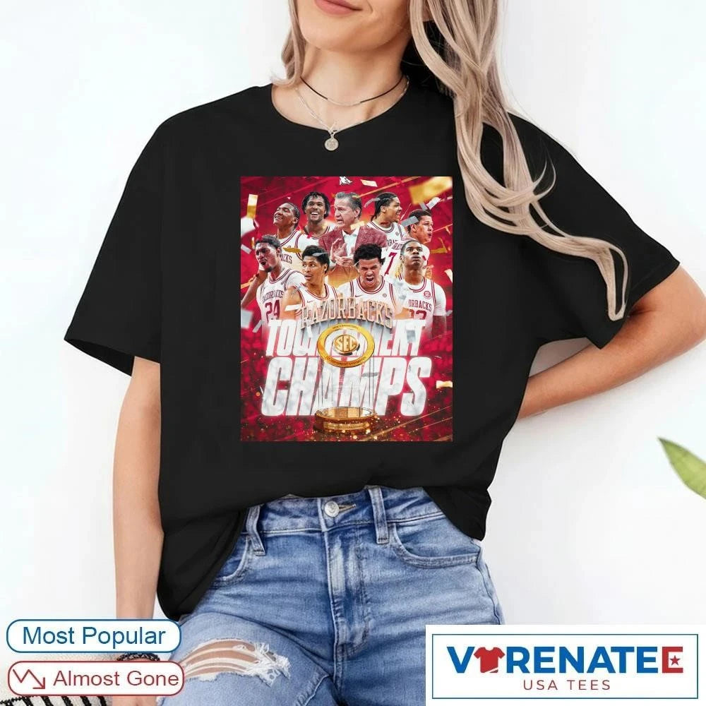 Official 2026 SEC Arkansas Razorbacks Men’s Basketball Tournament Champs Call The Hogs Poster T-Shirt