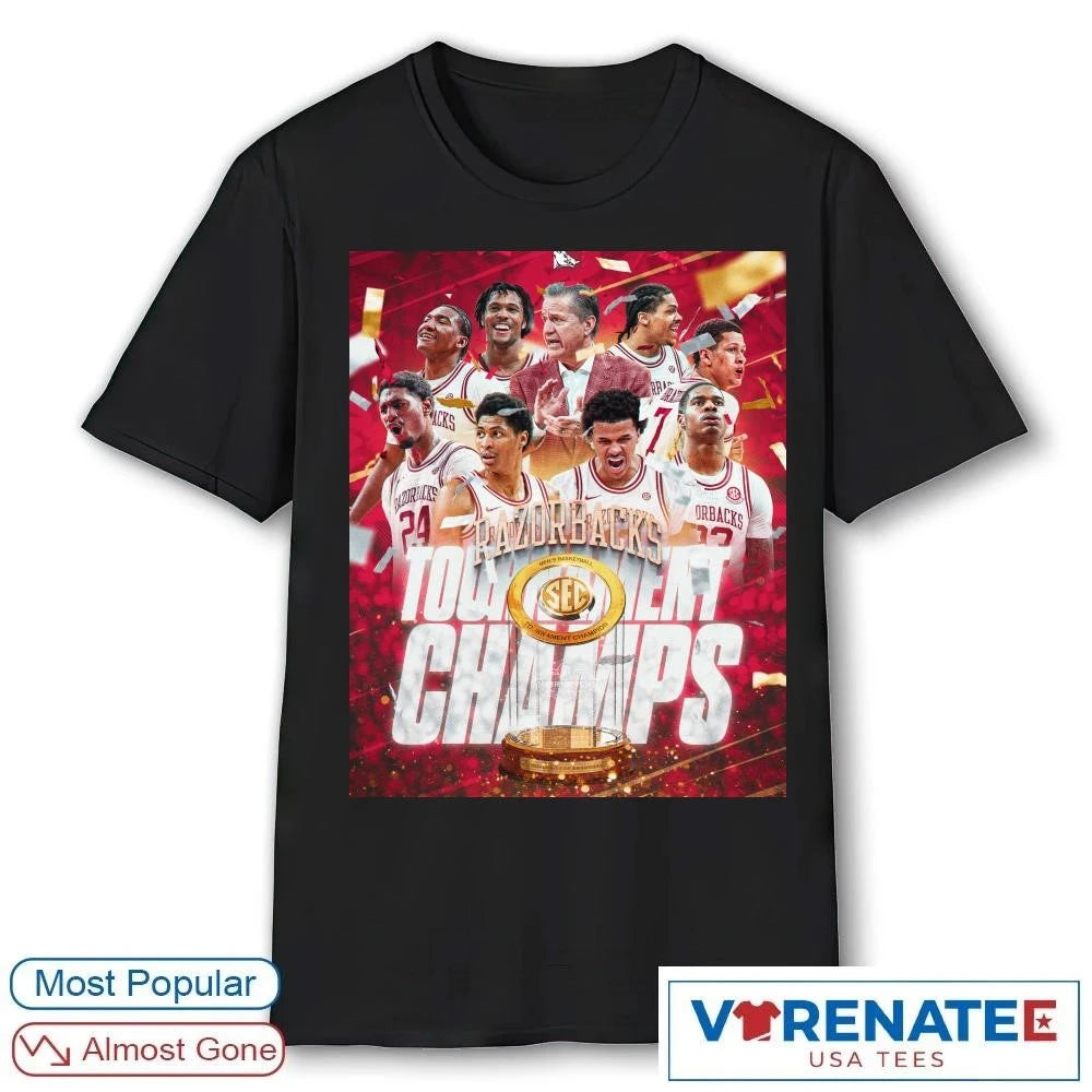 Official 2026 SEC Arkansas Razorbacks Men’s Basketball Tournament Champs Call The Hogs Poster T-Shirt