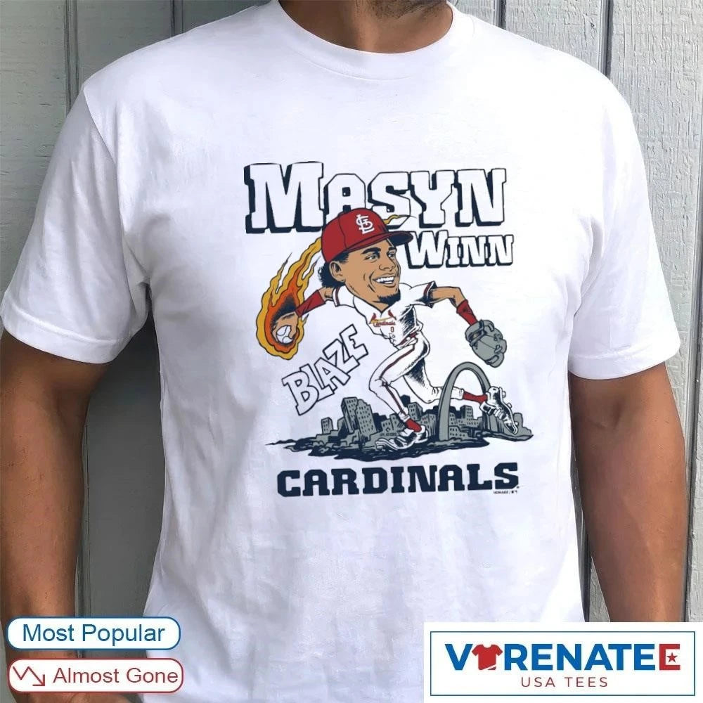 Official 2026 St. Louis Cardinals Masyn Winn Blaze Caricature Homage T-Shirt