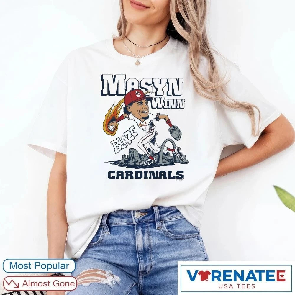 Official 2026 St. Louis Cardinals Masyn Winn Blaze Caricature Homage T-Shirt