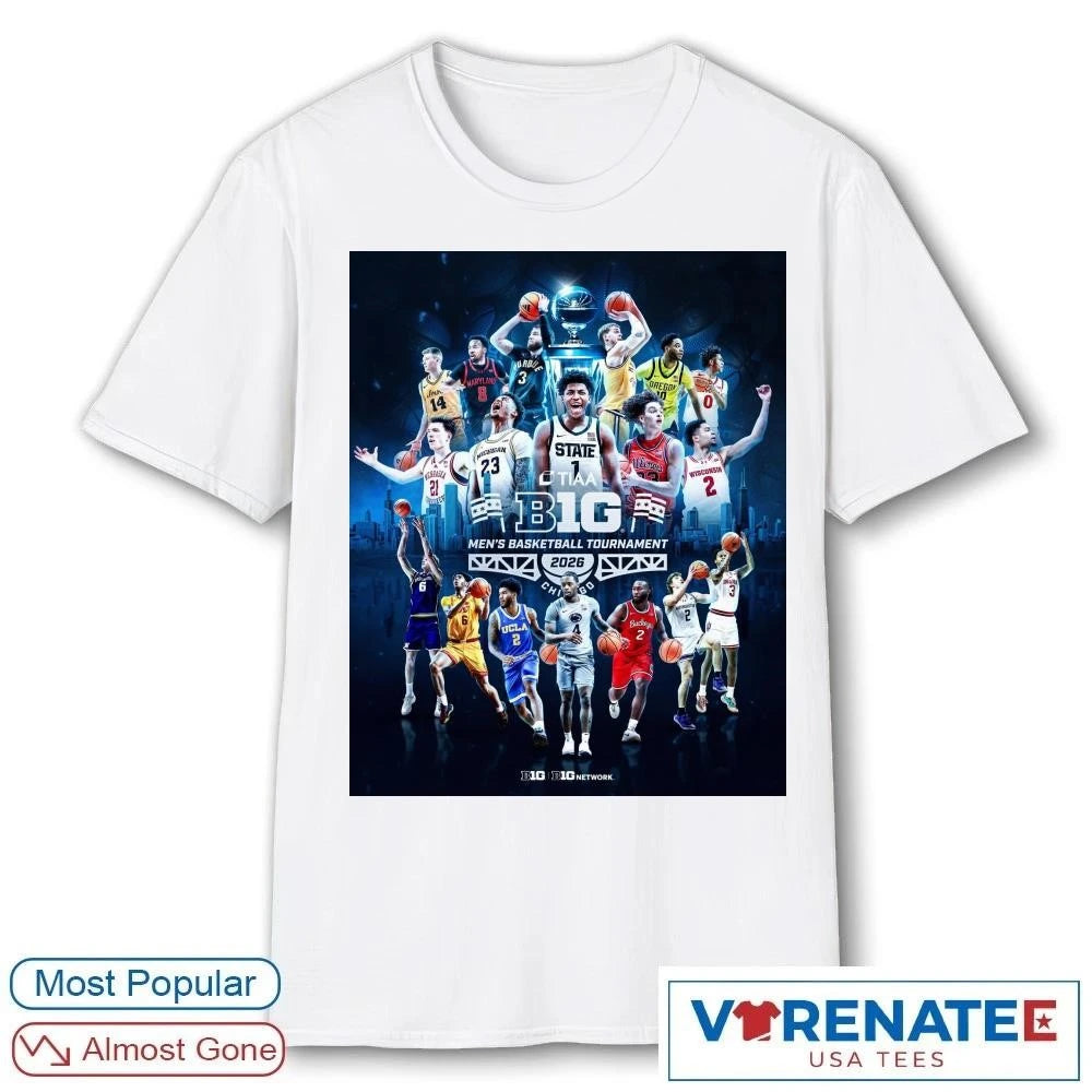 Official 2026 TIAA Big Ten Men’s Basketball Tournament Chicago Poster T-Shirt