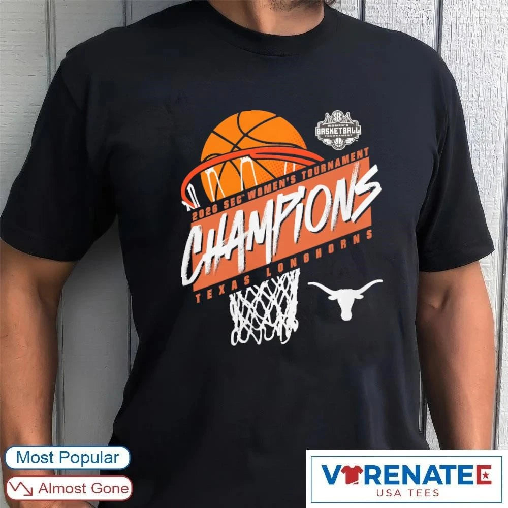 Official 2026 Texas Longhorns SEC Women’s Basketball Tournament Champions T-Shirt for fans