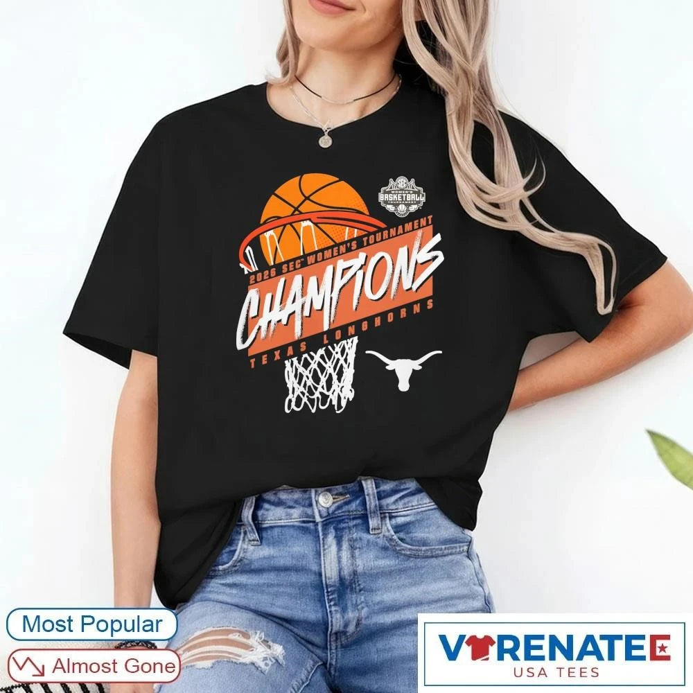 Official 2026 Texas Longhorns SEC Women’s Basketball Tournament Champions T-Shirt for fans