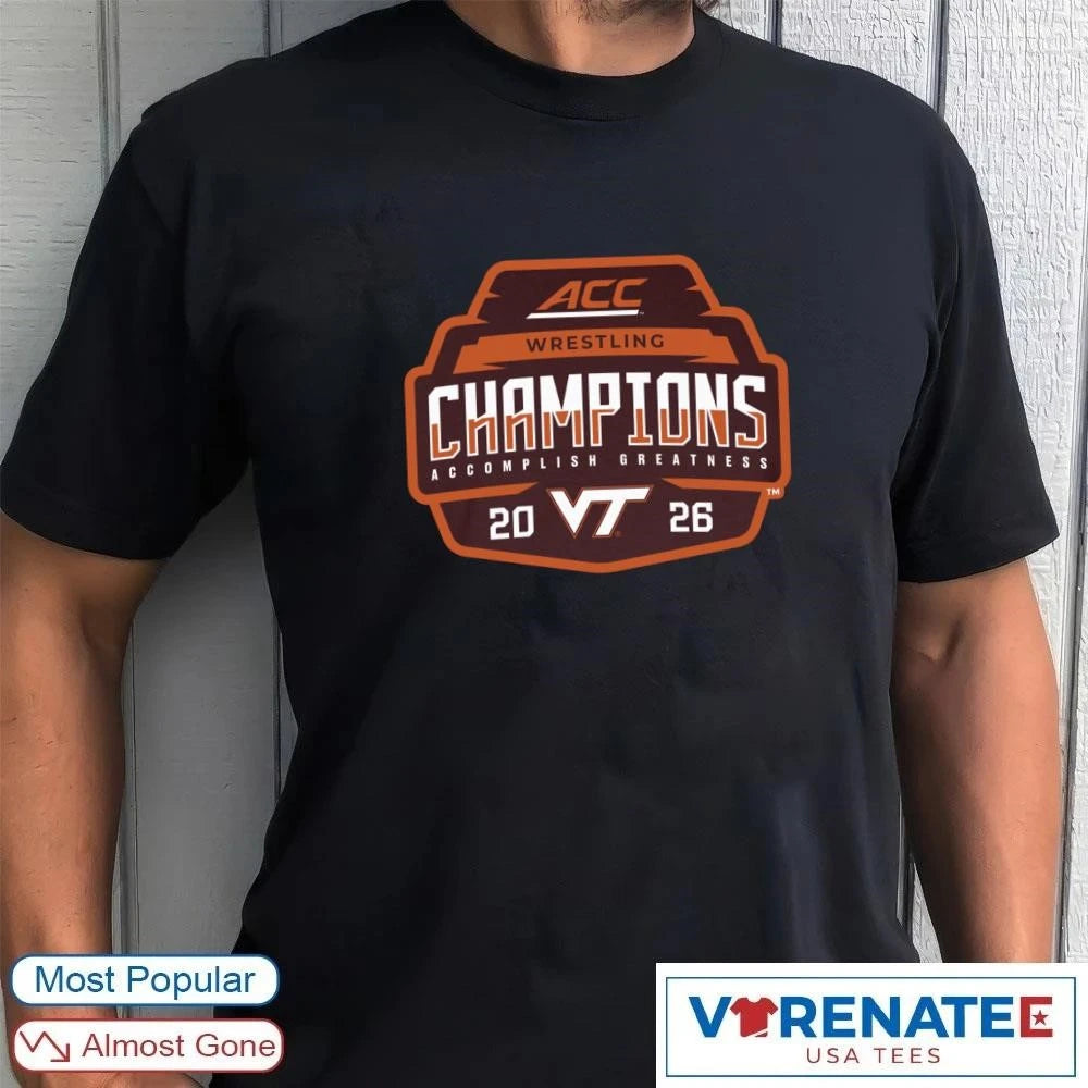 Official 2026 Virginia Tech Hokies ACC Men’s Wrestling Tournament Champions T-Shirt for fans