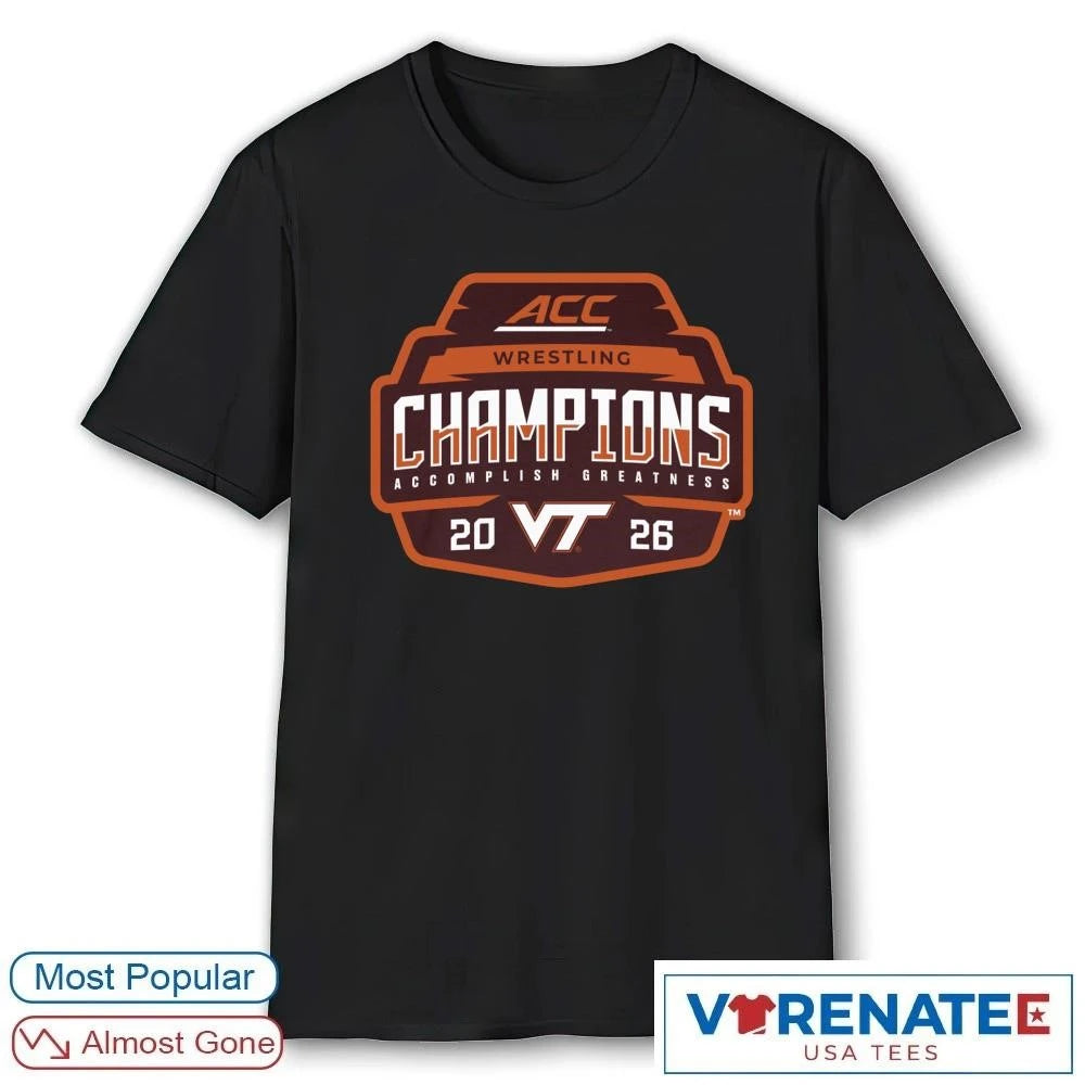 Official 2026 Virginia Tech Hokies ACC Men’s Wrestling Tournament Champions T-Shirt for fans