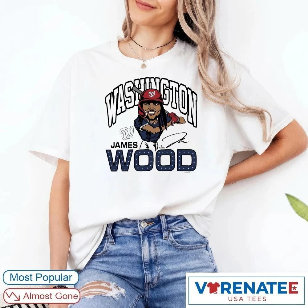 Official 2026 Washington Nationals James Wood Signature Caricature Homage T-Shirt