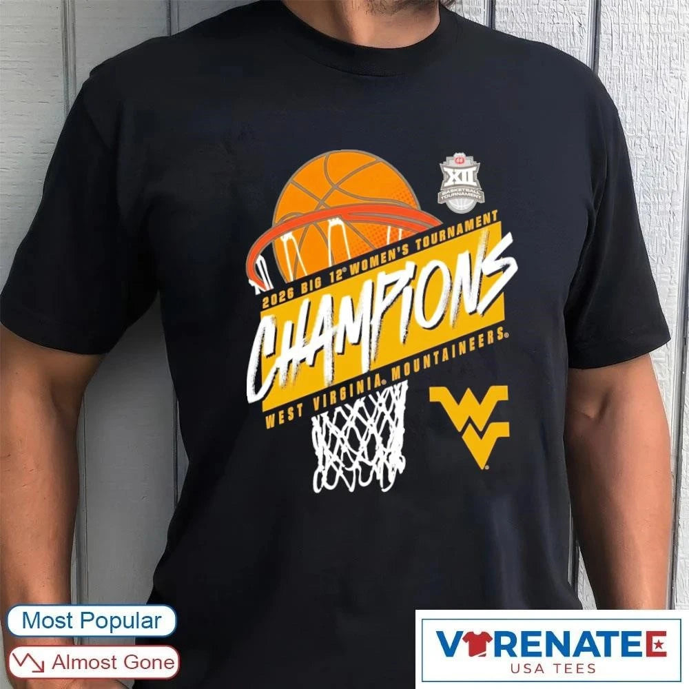 Official 2026 West Virginia Mountaineers Big 12 Women’s Basketball Tournament Champions T-Shirt for fans