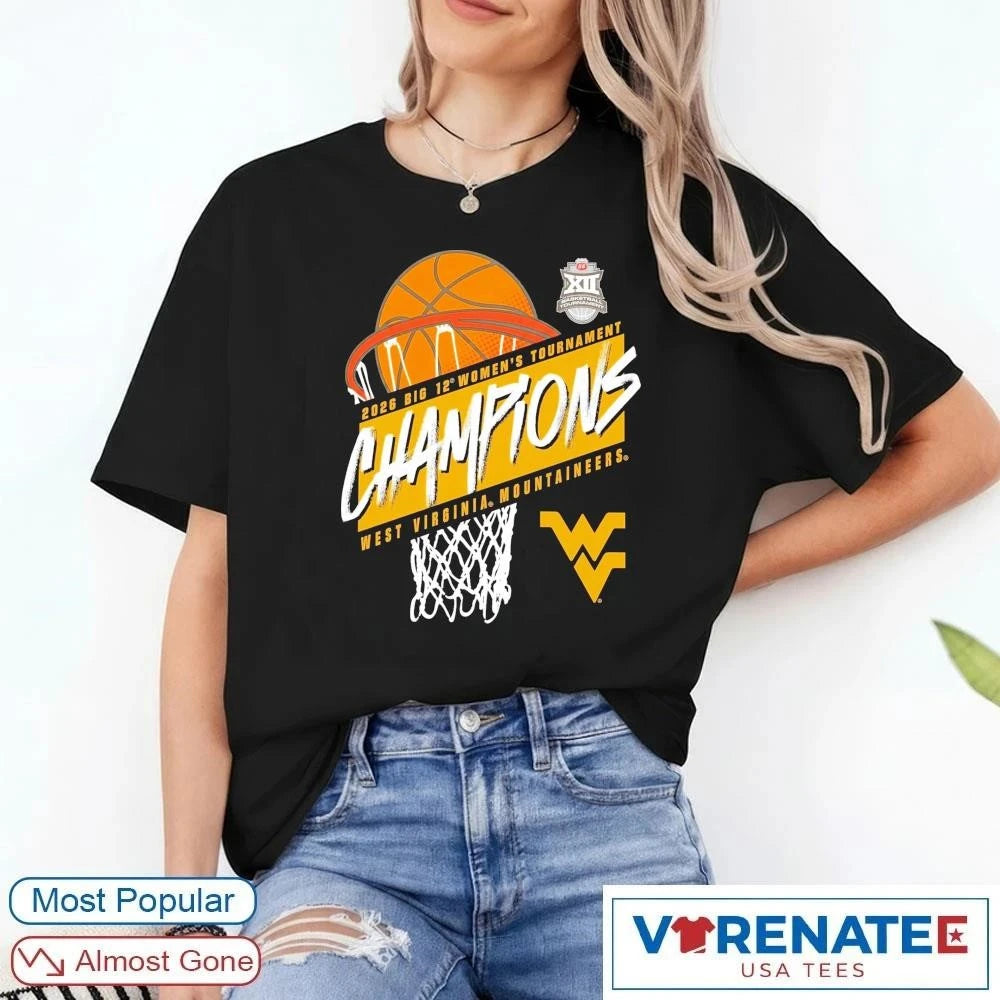 Official 2026 West Virginia Mountaineers Big 12 Women’s Basketball Tournament Champions T-Shirt for fans