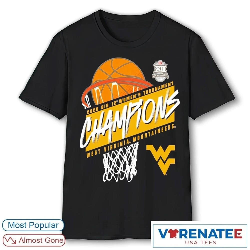 Official 2026 West Virginia Mountaineers Big 12 Women’s Basketball Tournament Champions T-Shirt for fans