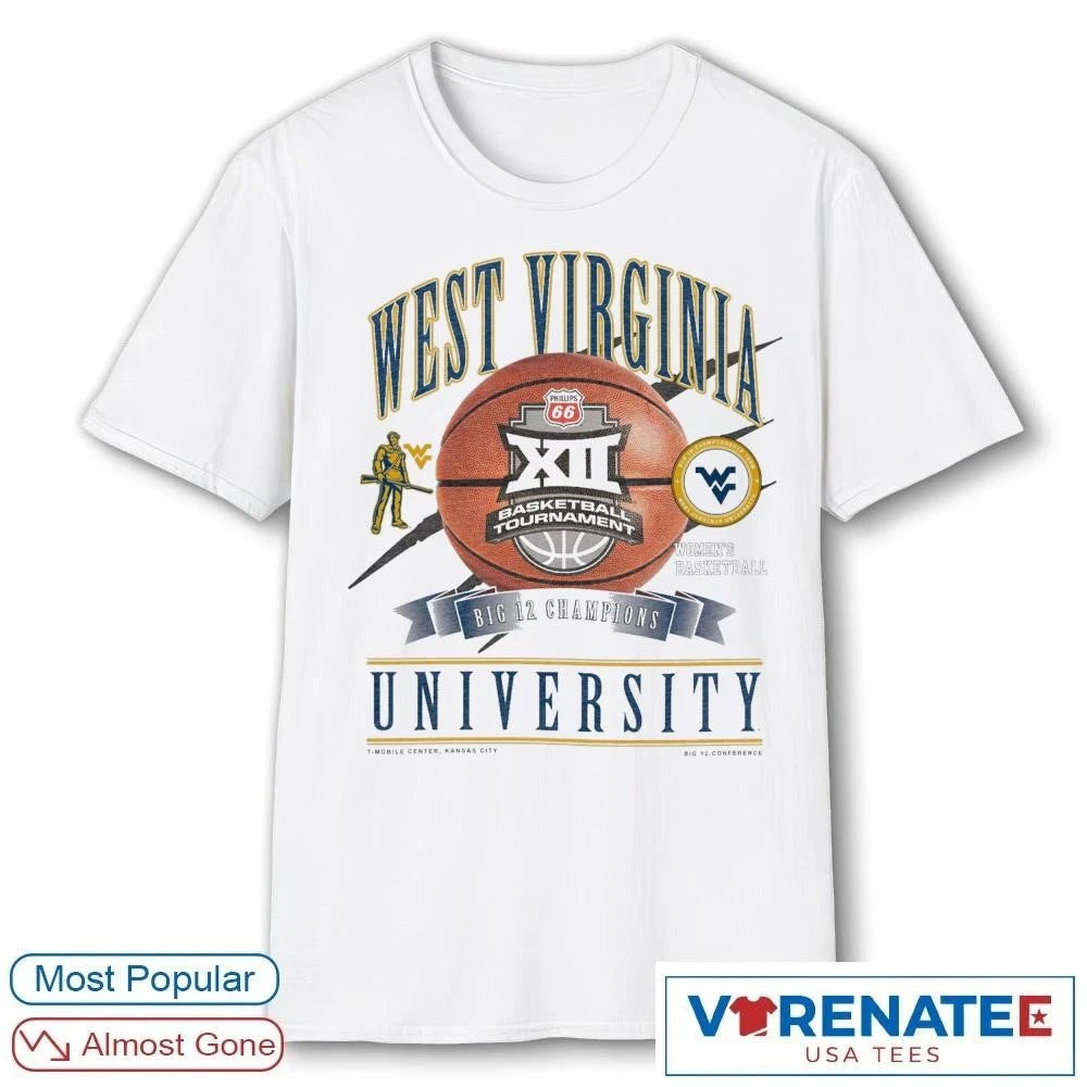 Official 2026 West Virginia University Mountaineers Big 12 Women’s Basketball Champions T-Shirt for fans
