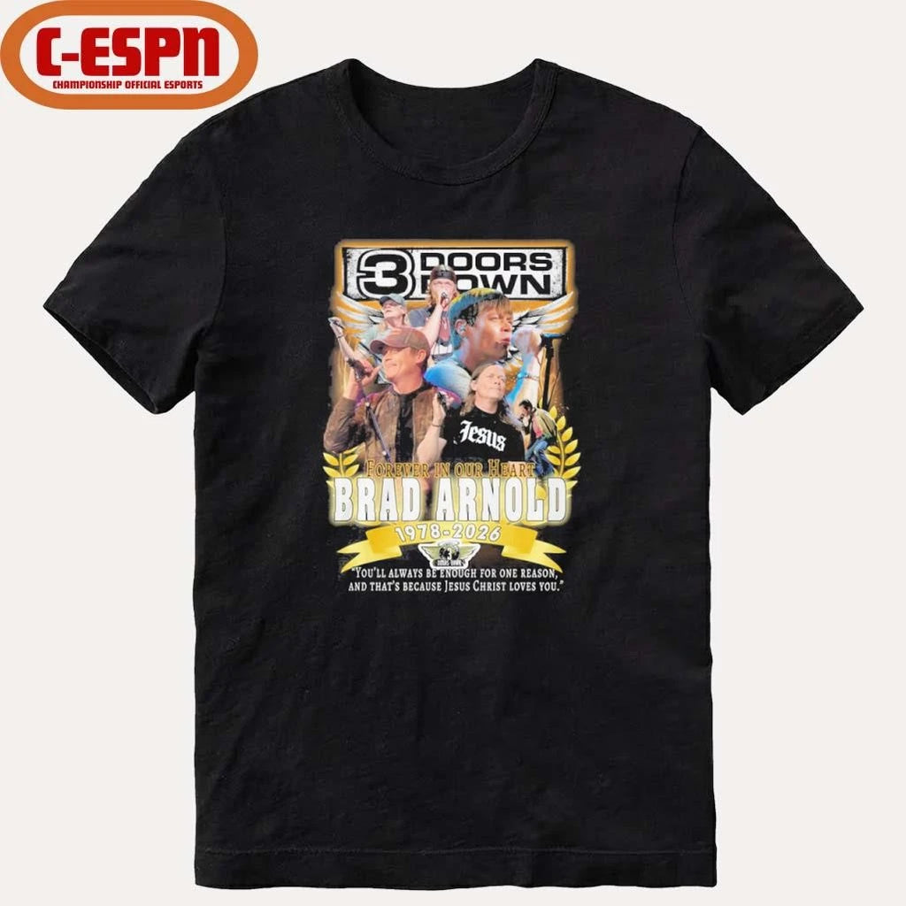 Official 3 Doors Down Brad Arnold 1978-2026 Forever In Our Heart Shirt
